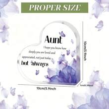 قطعة واحدة لوحة أكريليك ذات شكل قلب، هدية تقدير للعمة، متعددة الأغراض للديكور في غرفة النوم والصالة ومكتب المكتب، مناسبة لهدية عيد ميلاد العمة