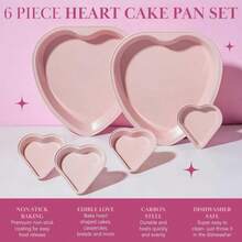 Paris Hilton Heart Shaped Nonstick Bakeware Set, Easy Release Carbon Steel, Includes Two 95-Inch Pans And Four Mini 35-Inch Pans, Dishwasher Safe, Made Without PFAS Or PFOA, 6-Piece Set, Pink - White - View 3