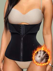 1 件女士腰部训练带，腰部塑形器，桑拿减肥排汗带，运动健身腰部修剪器，腹部训练器 - 黑色 - 查看 12