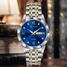 ساعة معصم كوارتز من الفولاذ المقاوم للصدأ مزخرفة حسب الطلب مع نقش الاسم أو العبارة، ساعة خشبية شخصية للرجال للخطيب أو الزوج، هدية عيد ميلاد أو سنوية - الذهبي - مشاهدة 3