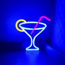 1 件鸡尾酒形 LED 霓虹灯，外星人，鸡尾酒 LED 灯适用于家庭卧室墙壁装饰，适用于房间、露营、酒吧、影响者直播、生日派对、求婚、情人节、母亲节、游戏室、家居装饰、派对装饰、圣诞节和其他节日装饰和礼物