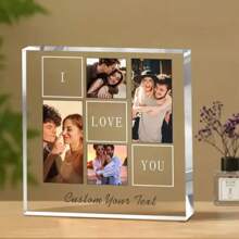1pc Customized Acrylic Photo Display Stand, Personalized Acrylic Decor For Office Desk, Living Room, Bedroom, Unique Gift For Family, Friends, Graduation, Birthday, Wedding Party