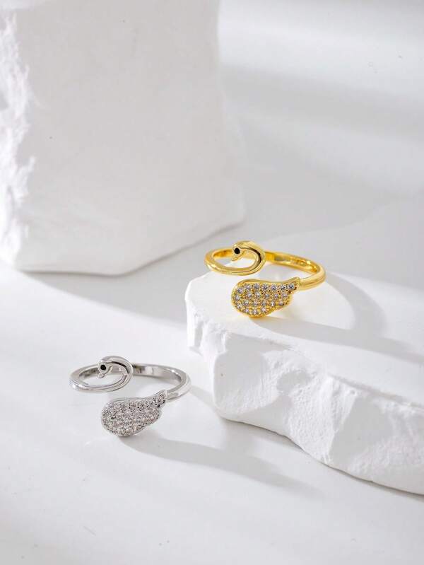 1pc Micro-Inlaid Zirconia Delicate Luxury Design Open Ring Jewelry, Cute Ring, Fashionable Personalized Index Finger Ring