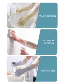 1 par de guantes con diseño de margaritas para el hogar, guantes de goma de manga larga reutilizables para lavar platos, limpiar la cocina, el horno, las mascotas y el baño, para proveedores del hogar