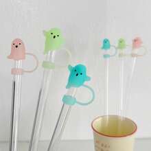 2/3/6 包万圣节幽灵硅胶吸管盖，10 毫米/0.4 英寸夜光可爱设计吸管盖，适用于 20、30 和 40 盎司玻璃杯 - 有趣