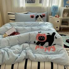 Dormitory Bedding - Playful Cat-milky Blue - View 13