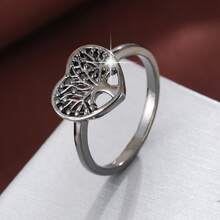 1 pieza Anillo de mujer con diseño de árbol de Navidad en forma de corazón elegante, regalo navideño - Multicolor - Ver 21