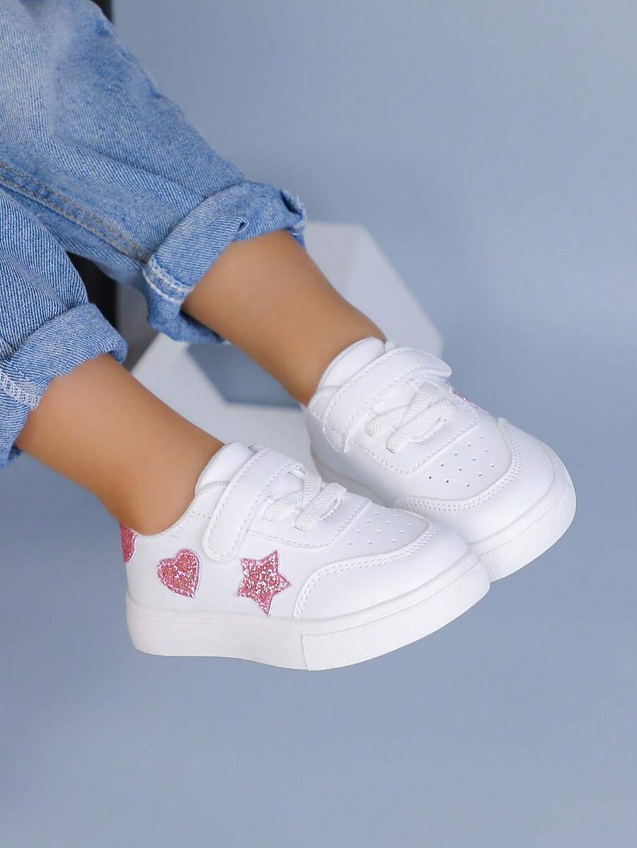 1 双幼儿女童休闲运动鞋，婴儿透气运动鞋春季新款白色运动鞋 - 白色 - 查看 1