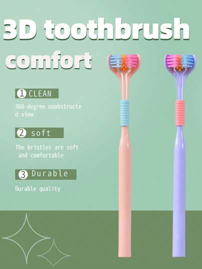 1/2/4/8 piezas Cepillo de dientes GentleCare con 3 lados - Cerdas de nailon extra suaves, adecuado para dientes y encías sensibles, diseño en forma de V para una limpieza profunda, ángulo de 45 grados para llegar a áreas difíciles de limpiar, un cepillo de cuidado oral diario para el hogar para el cuidado de dientes sensibles | Mango ergonómico | Diseño de agarre firme