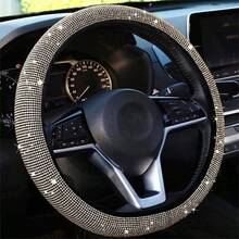 1pc Sparkling Pink Rhinestone Steering Wheel Cover With Crystal Diamonds, Breathable Anti-Slip Steering Wheel Protector (Fits 14.2" - 15.3" Inch), Multiple Colors Available: White Diamond, Black Diamond, Blue Diamond, Red Diamond,Car Accessories - Pink - View 12