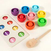 Nuovo prodotto lanciato: giocattolo Montessori per l'educazione precoce del bambino, con molletta a sfera, corrispondenza cromatica a molletta, gioco educativo per bambini con puzzle di classificazione cromatica, esercizio di movimenti fini delle mani del bambino, coordinazione mano-occhio, puzzle in legno, interazione genitore-figlio
