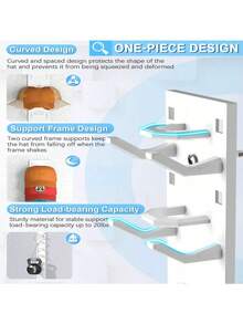 Baseball Cap Storage Rack, Strong Adhesive, Wall-Mounted Hat Rack, Multi-Layer Hat Storage Display Rack - Multicolor - View 8