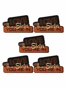 5pcs "Love The Skin You're In" Embroidered Patches, Retro Casual Patches, Positive Energy, Inspirational Patches, Self-Love Badges, Heart Story Badges, Iron-On/Sew-On, Suitable For Clothes, Backpacks, Hats - 彩色 - 查看 11