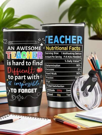 1pc 20oz/40oz Teacher Tumbler -Teacher Cups - Teacher Stainless Steel Insulated Coffee Tumblers - Gifts For Teachers Appreciation - Teacher Appreciation Tumbler - Gifts For Teachers From Students On Teacher Day Christmas Birthday Valentine Gift Back To School