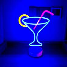 1 件鸡尾酒形 LED 霓虹灯，外星人，鸡尾酒 LED 灯适用于家庭卧室墙壁装饰，适用于房间、露营、酒吧、影响者直播、生日派对、求婚、情人节、母亲节、游戏室、家居装饰、派对装饰、圣诞节和其他节日装饰和礼物