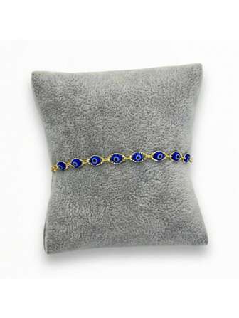 Pulseira Folheado a ouro - mini olho grego puxado azul escuro