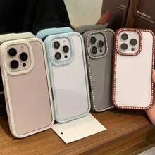 Funda para teléfono con incrustaciones de doble cara, 1 unidad, adecuada para teléfono 16 15 14 13 12 Pro 16 15 14 Plus 13 12 Pro 11 - Negro transparente - Ver 2