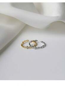 1 قطعة خاتم فضي مفتوح قابل للتعديل بسيط