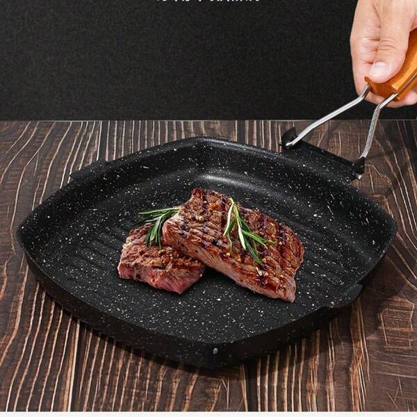 1pc Foldable Cast Iron Steak Grill Pan, Suitable For Barbecue, Steak, Frying Eggs, Great Gift For Family And Friends
