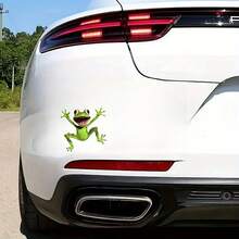 1pc Green Frog Jumping Funny Car Sticker, Suitable For Laptop, Water Bottle, Phone, Car, Truck, Van, Motorcycle, Vehicle Paint, Windows - Green - View 5