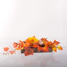1 件秋季装饰 - 木制托盘，配有人造南瓜和枫叶花束，适合季节性节日装饰、桌子中心装饰、架子、壁炉架、窗台 - 秋季感恩节室内和室外家居装饰万圣节装饰秋季装饰房间装饰 - 橘色 - 查看 13