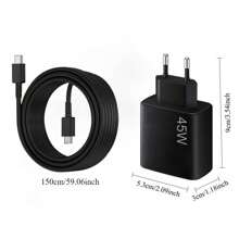 45W Super Fast Charger And 1.5M Cable,Type C Wall Power USB C Charger PPS/PD Fast Charging Block For Galaxy S25/S24 Ultra/S24/S24+/S23 Ultra/S23/S23+/S22/S22 Ultra/S22+,For IPhone 17 16 Series Type-C Compact Adapter - EU C Type Plug(220-240V) - View 7
