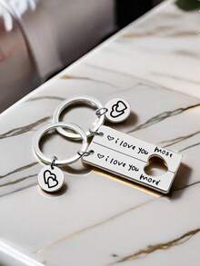 1 Pair Simple Creative Letter Plate Splicing Heart Keychain, Commemorative Gift For Couples, Unisex, Suitable For Valentine's Day, Birthday, Surprise Gift, Daily Wear, Gift For Family And Friends Car Accessories Cute Goth Y2k Bag Accessories Lanyards With Id Holder Car Accessories Bag Charms Car Accessories Teacher Sister Gift Ideas