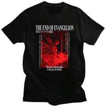 Custom Mens End Of Eva T Shirt Short Sleeve Cotton Tshirt Fashion T-Shirt Casual EVA-Evangelions Tee Slim Fit Apparel - 黑色 - 查看 1