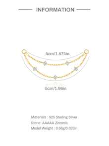 1 件双链 925 纯银耳环女士复古耳环配饰礼物送给她婚礼派对返校季 - 金色 - 查看 9