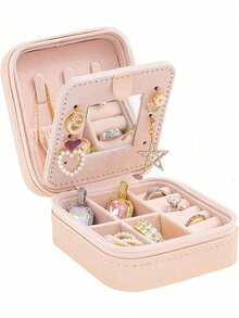 Small Jewelry Storage Box, Zippered Open Storage Bag, Portable Jewelry Box, Travel Jewelry Box, Used For Rings, Pendants, Earrings, Necklaces, Bracelets, Gift Boxes, Girls And Women's Gift Boxes,For Holiday Beach, Bathroom Collection, Bedroom Collection, Large Capacity - Multicolor - View 9