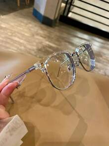 Blue Blocker Glasses For Men Metal Browline Computer Gaming Glasses Filter Blue Ray (Silver Metal/Gray Crystal TR90 Eyeglasses)  New Vintage Fashion Half Frame Semi-Rimless Clear Lens Glasses Blue Light Glasses For Woman/Men Computer Bluelight Glasses Womens/Mens - Màu trắng trong suốt - Xem 7