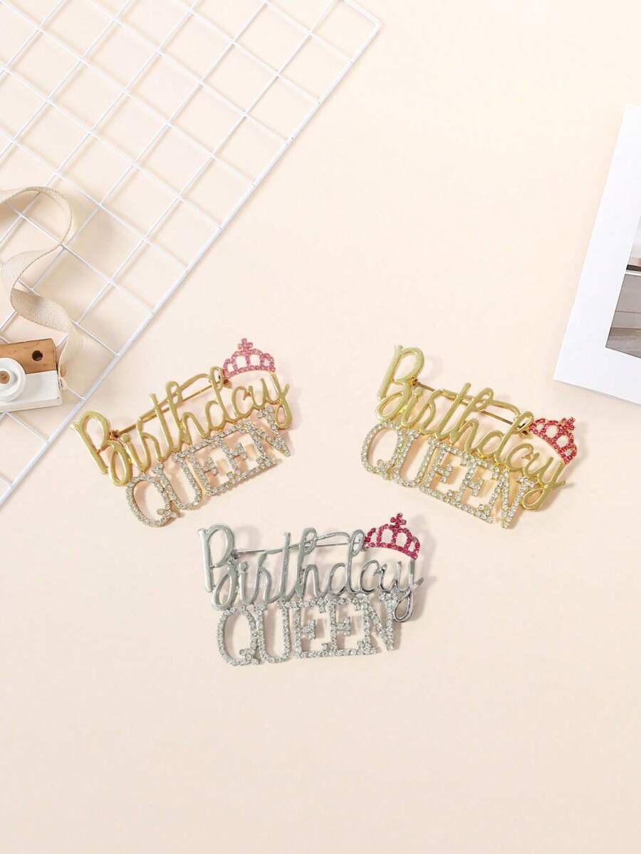 1/3pcs Fashion Crown Birthday Queen Brooch Pin With Rhinestones, Birthday Gift, Party Dress/Coat Decor Accessory Office Accessories Shirts Jacket Jewelry Halloween Clothes Pin Funny Cute Teacher Gifts Halloween Accessories Teachers Day Costume Accessories Bag Charms Christmas