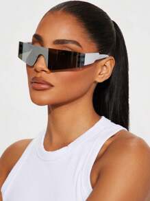 Unisex One Piece Rimless Future Punk Y2k Style Cycling Sports Fashion Eyewear With Lenses Street Fashion Glasses Beach Accessories Beach Accessories Women's Eyewear Fashion Glasses Wraparound Shape Shades