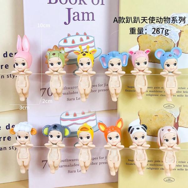 1 Set/12 Random Style Cute PVC Party Angel Blind Boxes, Angel Dolls Sleeping With Prone Animals, Mobile Phone Case Stickers Decorations Car Interior, Table Decoration, Models, Action Collection Toys, Collectibles, Backpack Decoration, Christmas, Holiday Party Entertainment, Birthday Party Gifts