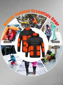 Veste décontractée pour hommes de couleur unie à manches longues, vêtement thermique à chauffage 15 zones à double commande, veste chauffante à capuche résistante au froid