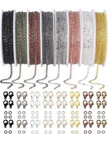 1/6/8 Rolls 3 Meters Long Chain Kit, Includes Jump Rings, Lobster Clasps And Open Rings, Suitable For Making Bracelets, Earrings And Necklaces. 2mm Wide Chain, Jewelry Making Supplies. 8 Colors Available - Multicolor - View 12