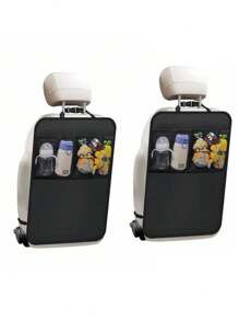 2pcs 1pc Car Seat Back Protector+ 3 Pocket Storage Organizer, X-Large Waterproof Kick Mats Backseat Protector, Car Seat Back Protectors For Vehicles To Protect From Dirt, Mud & Scratches- Universal Fit Automotive Interior Protectors,Car Interior Protection Accessories - Multicolor - View 8