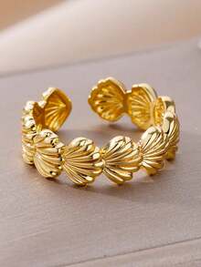 1PC Bohemian Stainless Steel Ring Summer Vacation Beach Sea Star Starfish Design Golden Color Rings For Women Suitable For Daily Holiday Gifts - JZ7348 - View 15