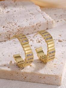 rakol 2 件复古优雅 H 形包裹方晶锆石环形耳环，适合派对、婚礼、正式场合，可作为礼物