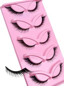 5 pares de pestañas postizas Cat Eye, pestañas largas con apariencia de ojos de gato, pestañas finas y atractivas con efecto alargador y grueso - Pestañas Ojos de Gato - Ver 3