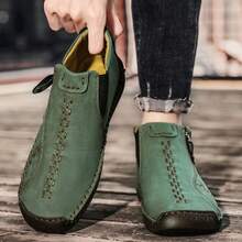 Low-Top, Pure Handcrafted Men's Casual Business Shoes And Outdoor Sports Shoes - màu xanh lá - Xem 3