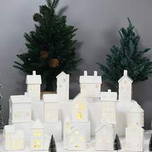 1pc Ceramic Christmas Village House, White Christmas House, Fake Snow, Cottage Christmas Decor, Indoor Home Tabletop Fireplace, White Porcelain House, Christmas Table Decorations Christmas Decorations, Farmhouse Home Decor, Christmas Giftstable Decor, Christmas Decorations For Home, (No Battery, No Lights) - Multicolor - View 5