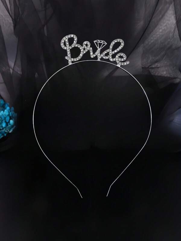 1 Pc Sparkling Bride Headband, Rhinestone - Embellished Bridal Tiara, Bachelorette Party Hair Accessory, Wedding Shower Favor, Perfect For Bride - To - Be