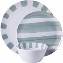 Cottage Stripes 12Piece Durable Melamine Plates And Bowls Set For Outdoor Camping And Daily Use Assorted Colors - Màu sắc hỗn hợp - Xem 5