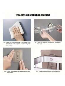 1pcs,Bathroom Storage Shower Caddy,Easy Installation Shower Organizer,No Drilling,Large Capacity,Stainless Steel Toiletries Storage,Stylish Appearance,Bathroom Shower Accessories Bathroom Decoration,Suspension Shelves