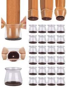 4/8/16/24/36pcs Furniture Leg Floor Protectors, Suitable For Hardwood Floors, Furniture Pads, Chair Leg Sliders, Silicone Chair Leg Covers, Prevent Floor Scratches And Reduce Noise, Applicable For Kitchen, Living Room, Bedroom, Cafe, 3 Styles Available
