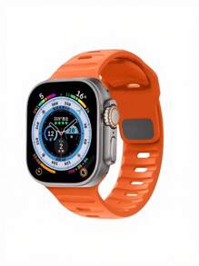 1 Peça Pulseira Compatível com Apple Watch Ultra 2 49mm 41mm 45mm 42mm 46mm 38mm 49mm 40mm 44mm, Pulseira de Silicone FKM Macia para Homens e Mulheres, Fivela Quadrada Esportiva, Compatível com Séries 11 10 9 8 7 SE 6 5 4 3