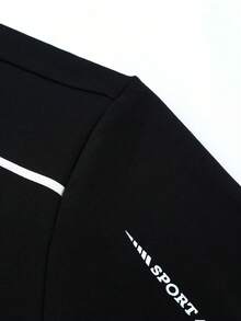 男士立领开衫运动套装，秋季/春季 - 黑色 - 查看 4