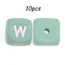 10件/26件，12毫米，绿色字母硅胶珠（A-Z）可用于DIY节日氛围|钥匙扣|背包挂件等，也可用作创意手链等