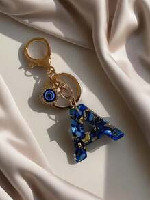 1 PC Bohemian Style Evil Eye Resin A-Z Initials Keychain, Rectangular Initials Decorative Accessories, Lobster Clasp, Mountaineering Buckle, Unisex Fashion Simple Accessories, Wallet, Backpack, Car Pendant Keychain, Suitable For Daily Travel, Holiday Gifts For Friends Or Yourself, Family, Birthday Gifts, Ramadan Gifts School Car Accessories Cute Goth Y2k